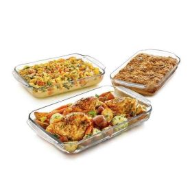 3 Piece Transparent Glass Casserole Baking Dish Set 3 Piece Transparent Glass Casserole Baking Dish Set