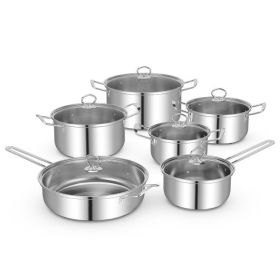 12 Piece Pots and Pans Set with Tempered Glass Lids and Handles 12 Piece Pots and Pans Set with Tempered Glass Lids and Handles